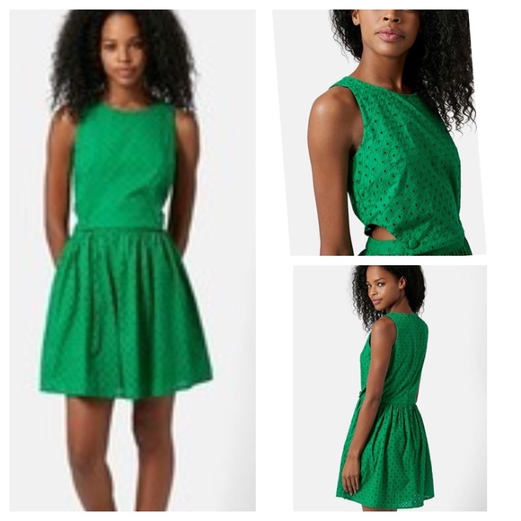 topshop green pinafore dress